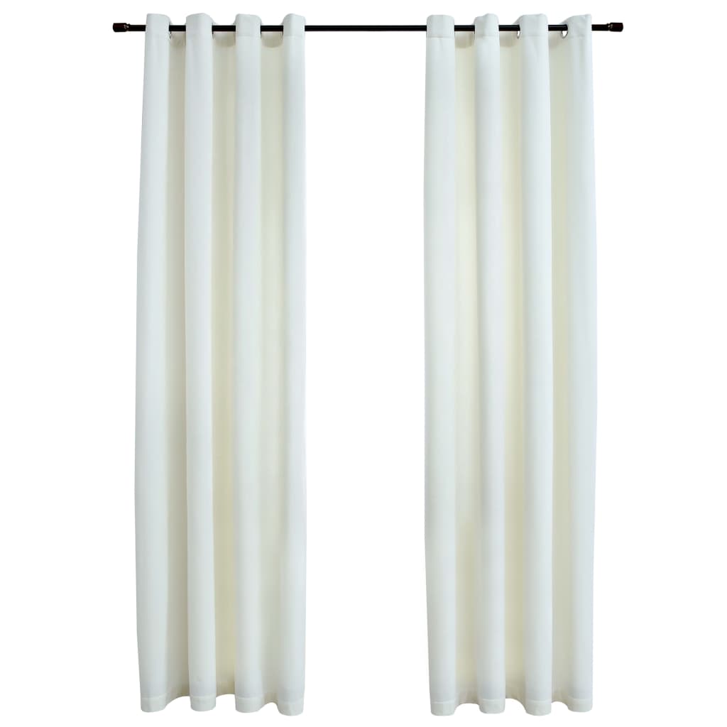 vidaXL Zatemnitvene zavese z obročki 2 kosa žamet krem 140x175 cm