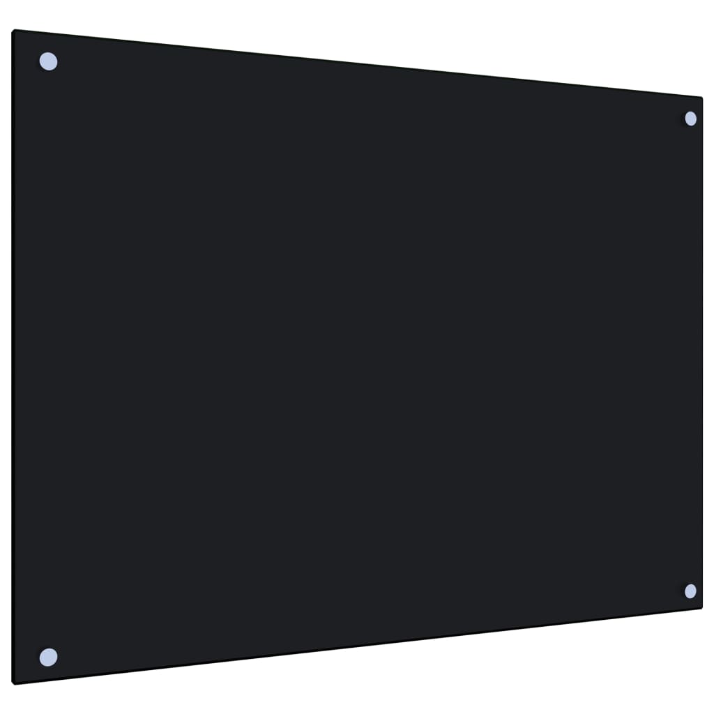 vidaXL Kuhinjska zaščitna obloga črna 80x60 cm kaljeno steklo