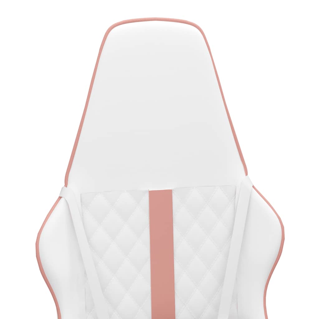 vidaXL Masažni gaming stol roza in belo umetno usnje