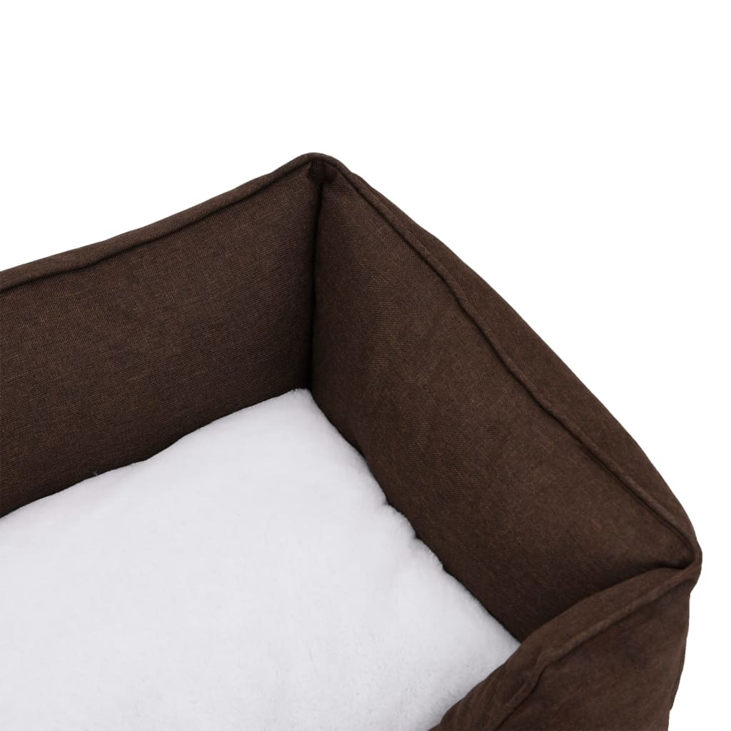 vidaXL Pasja postelja rjava in bela 110,5x80,5x26 cm videz platna flis