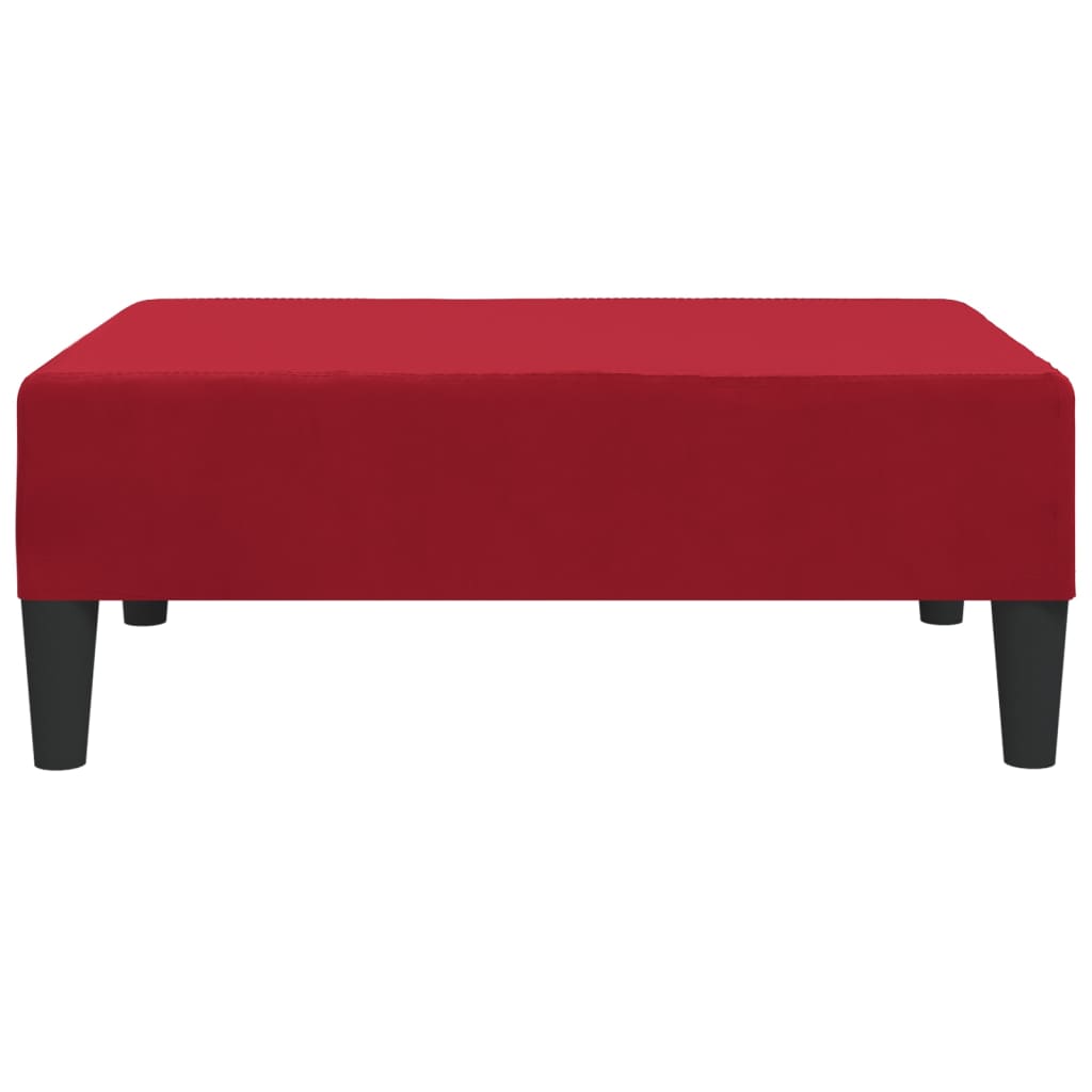 vidaXL Kavč dvosed z ležiščem, blazinama in stolčkom vinsko rdeč žamet