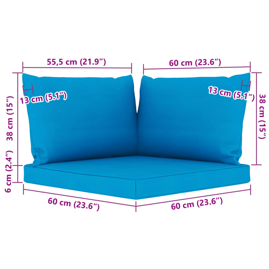 vidaXL Vrtna sedežna garnitura 9-delna s svetlo modrimi blazinami