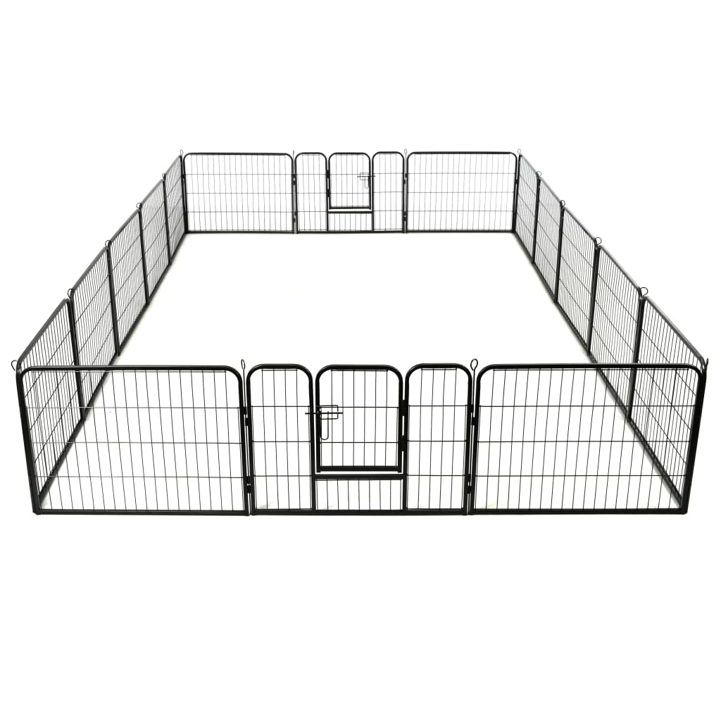 vidaXL Ograda za pse s 16 jeklenimi paneli 60x80 cm črne barve