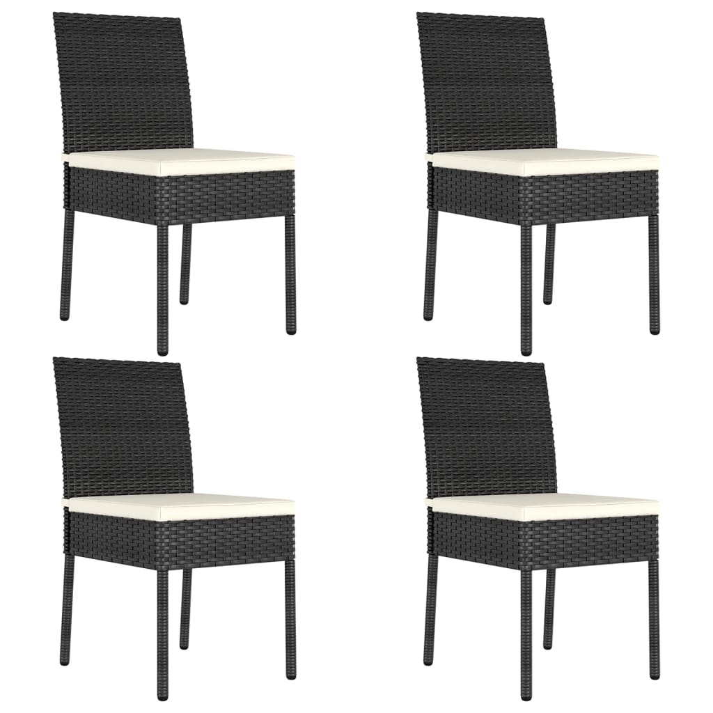 vidaXL Vrtni jedilni stoli 4 kosi poli ratan črne barve