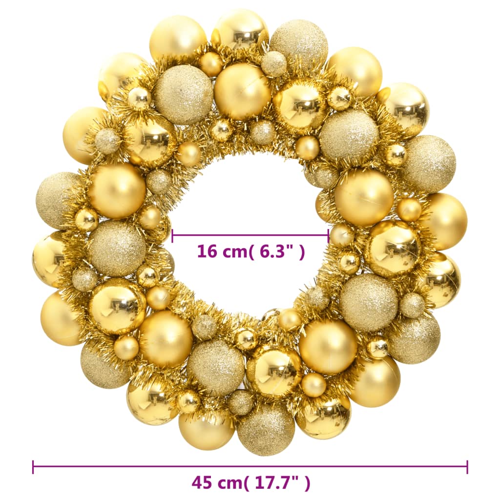 vidaXL Božični venček zlat 45 cm polistiren