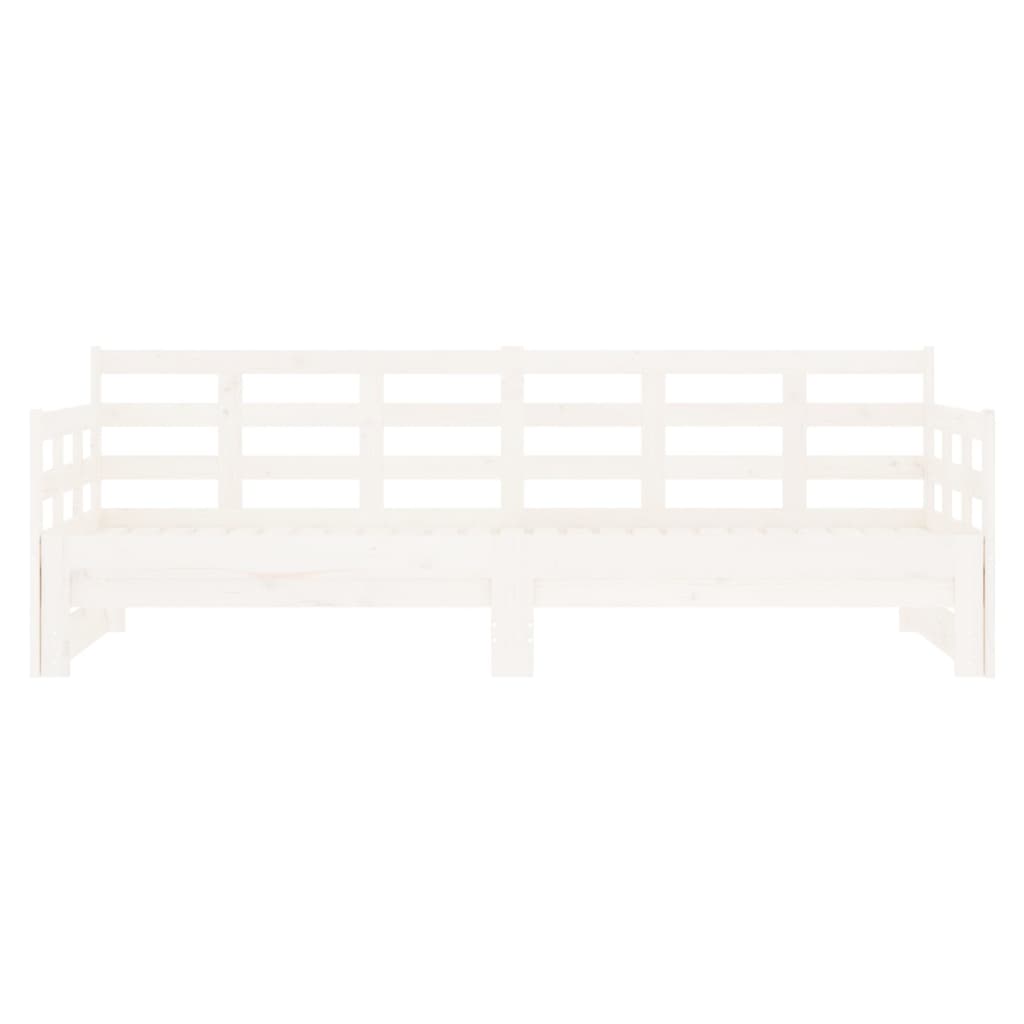 vidaXL Izvlečna dnevna postelja bela trdna borovina 2x(90x190) cm