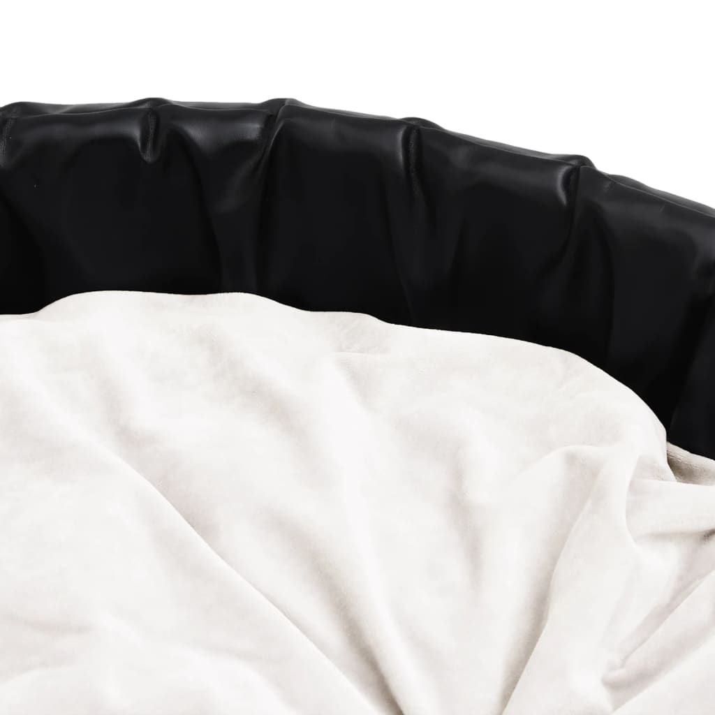 vidaXL Pasja postelja črna in bež 99x89x21 cm pliš in umetno usnje