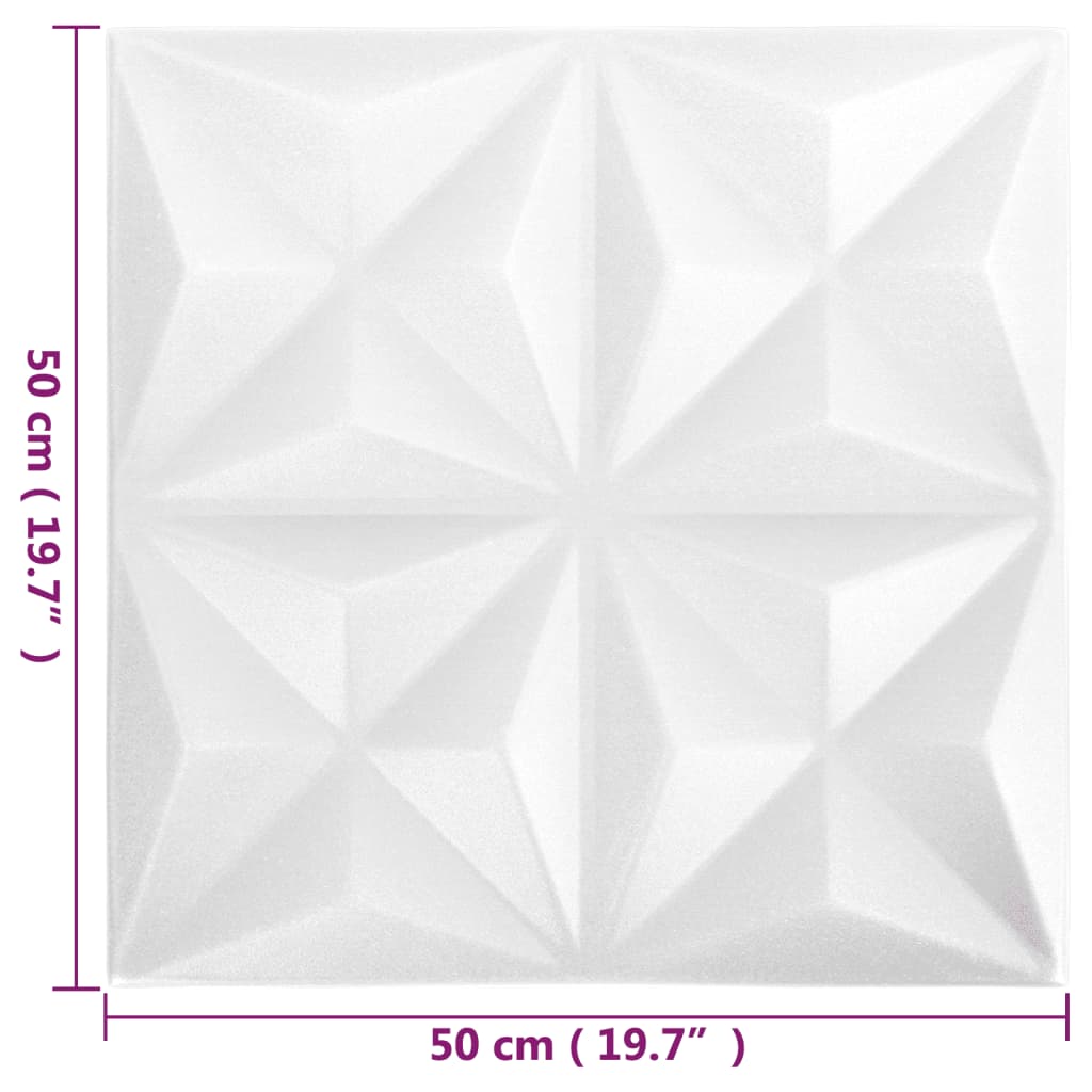 vidaXL 3D stenski paneli 12 kosov 50x50 cm origami beli 3 m²