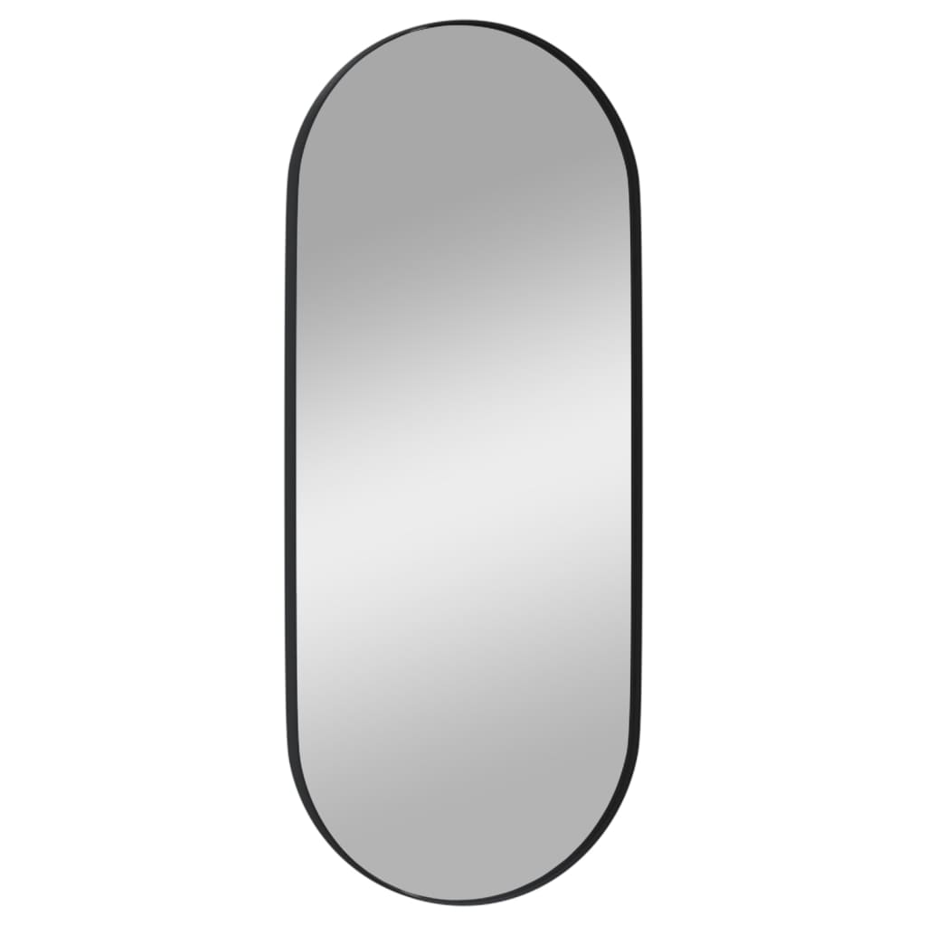 vidaXL Stensko ogledalo črno 25x60 cm ovalno