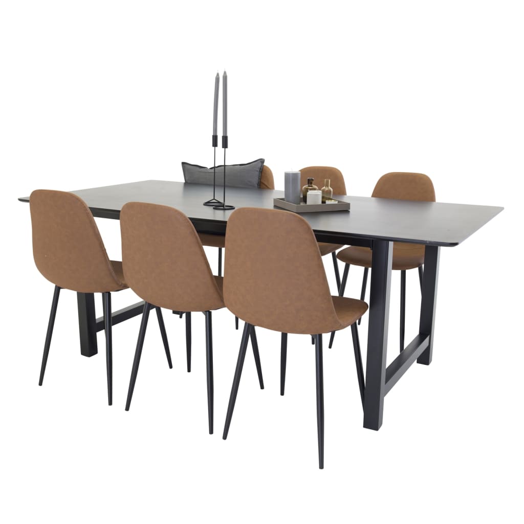 Venture Home Jedilni stoli 2 kosa Polar videz usnja rjavi in črni