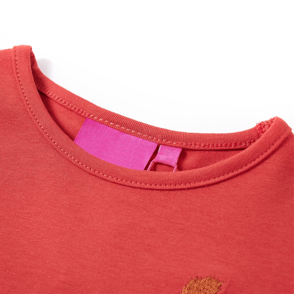 Otroška majica z dolgimi rokavi žgano rdeča 92
