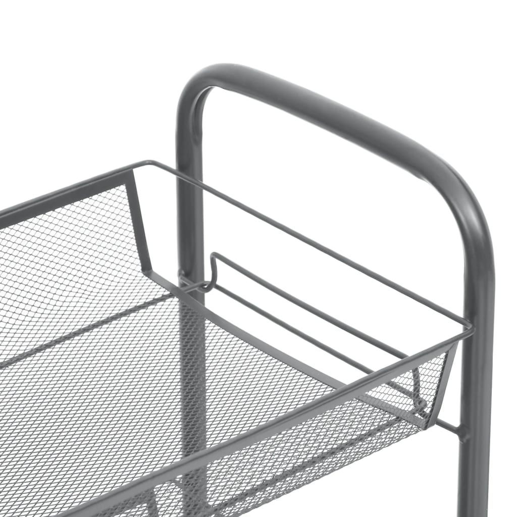 vidaXL 3-nadstropni kuhinjski voziček siv 46x26x64 cm železo