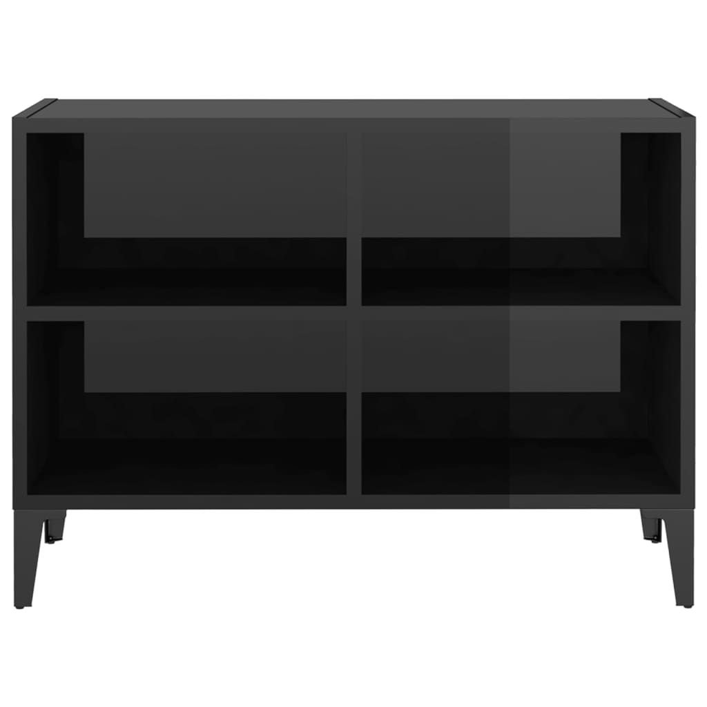 vidaXL TV omarica s kovinskimi nogami visok sijaj črna 69,5x30x50 cm