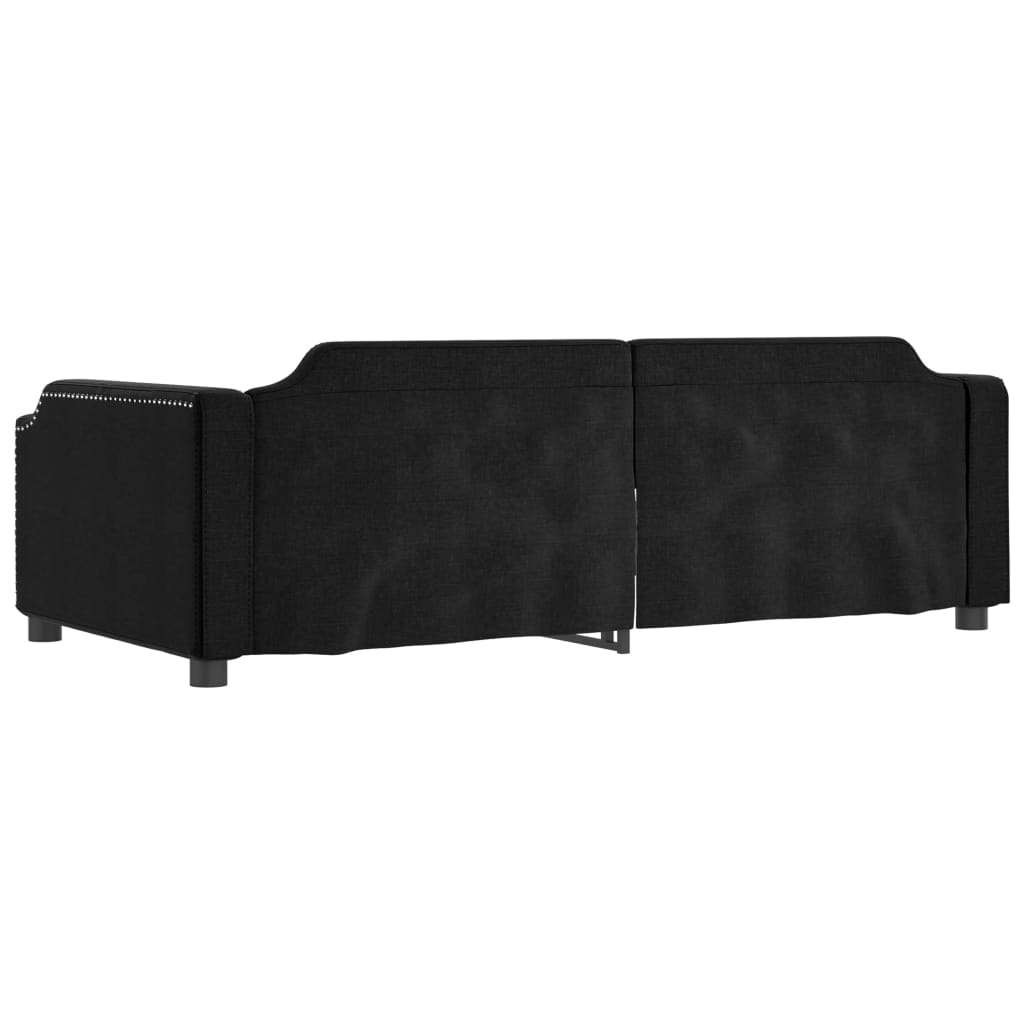 vidaXL Izvlečna dnevna postelja s predali črna 100x200 cm blago