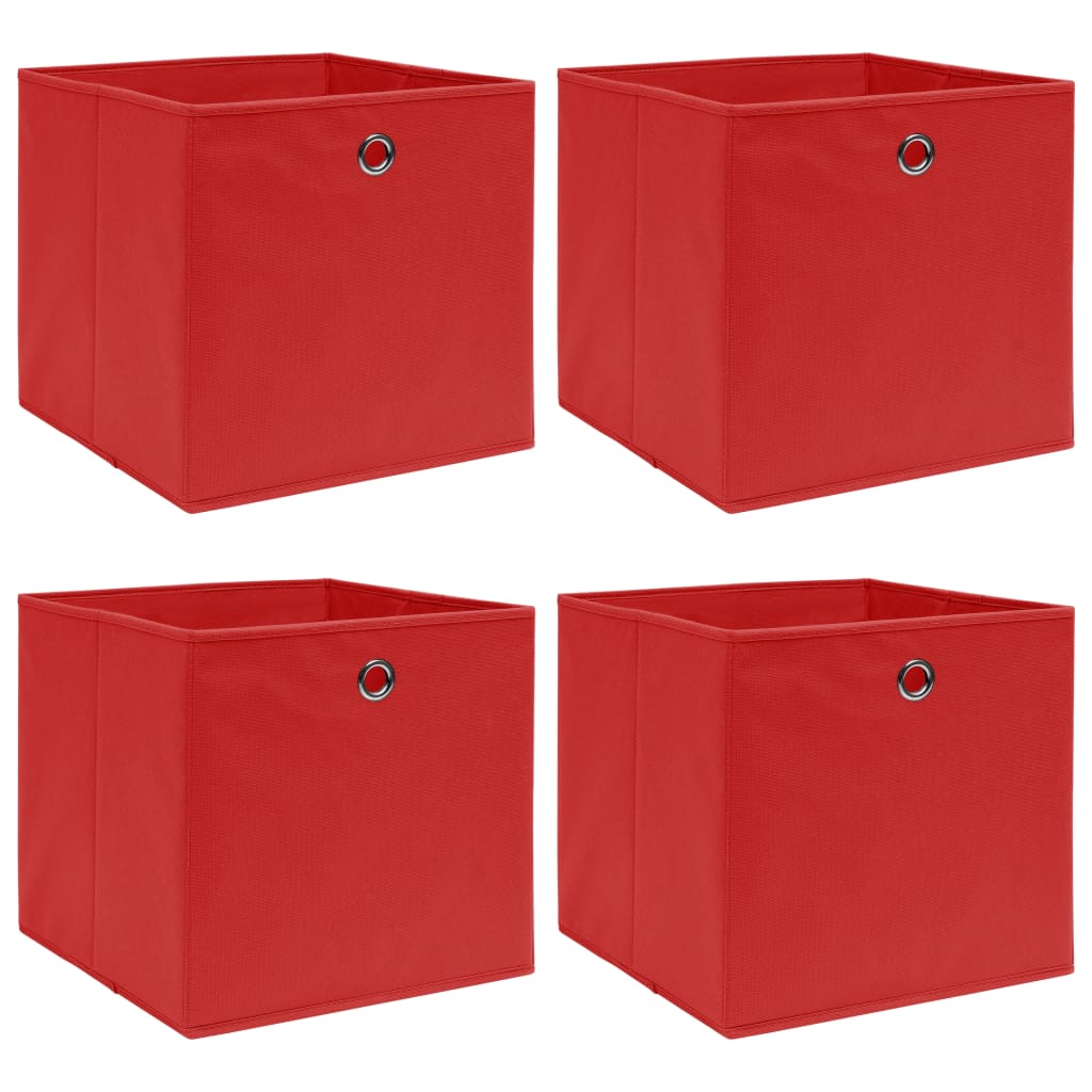 vidaXL Škatle za shranjevanje 4 kosi rdeče 32x32x32 cm blago
