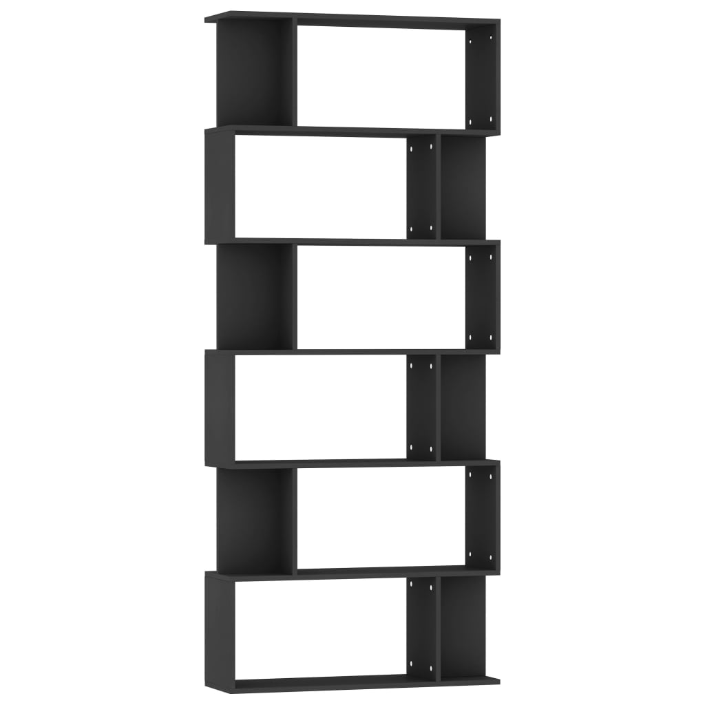 vidaXL Knjižna omara/paravan črna 80x24x192 cm iverna plošča