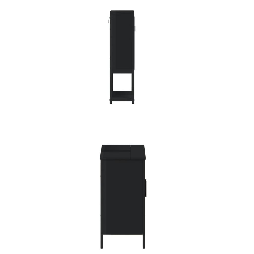 vidaXL Kopalniško pohištvo 2 kosa črne barve inženirski les