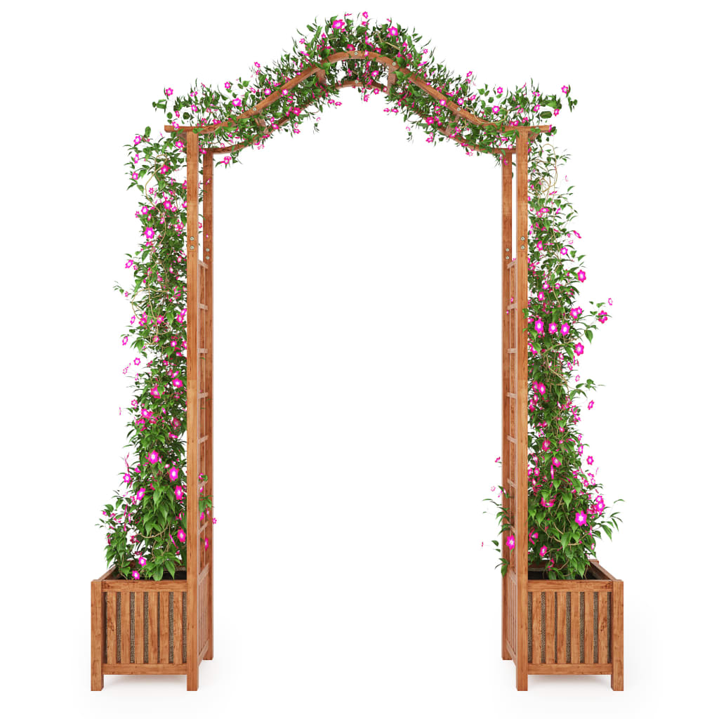 vidaXL Vrtni obok s cvetličnim koritom trden akacijev les 180x40x218cm