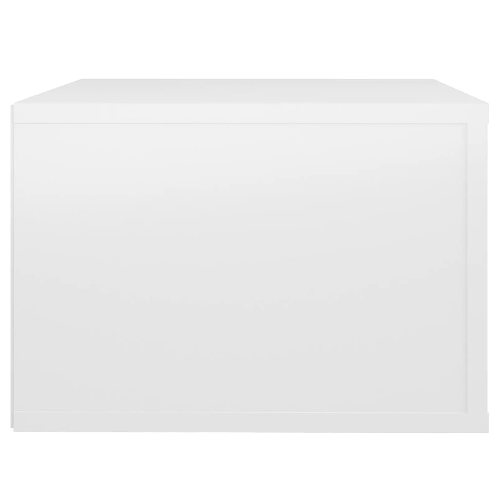 vidaXL Stenska nočna omarica visok sijaj bela 50x36x25 cm