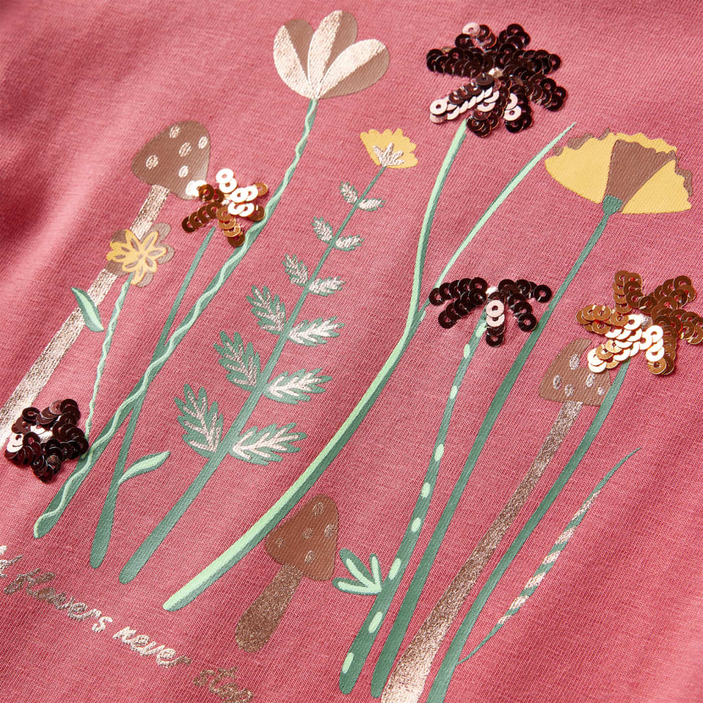Otroška majica z dolgimi rokavi starinsko roza 92