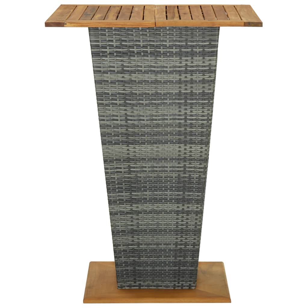 vidaXL Barska miza siva 80x80x110 cm poli ratan in trden akacijev les