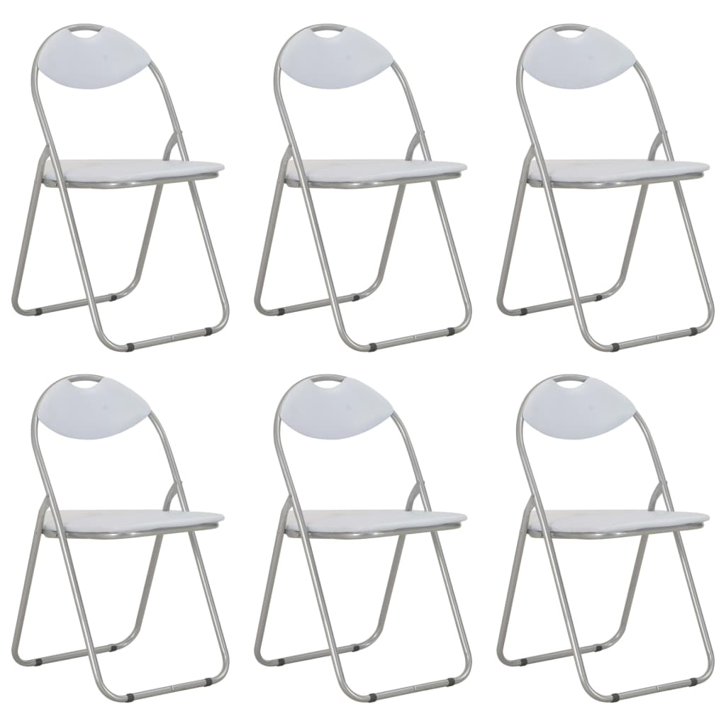 vidaXL Zložljivi jedilni stoli 6 kosov belo umetno usnje