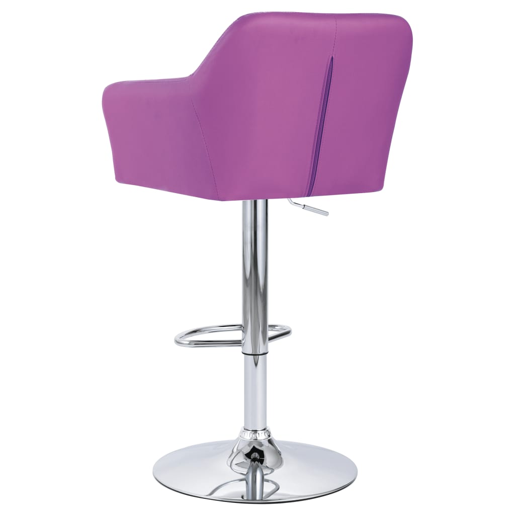 vidaXL Barski stolček z naslonjali za roke vijolično umetno usnje