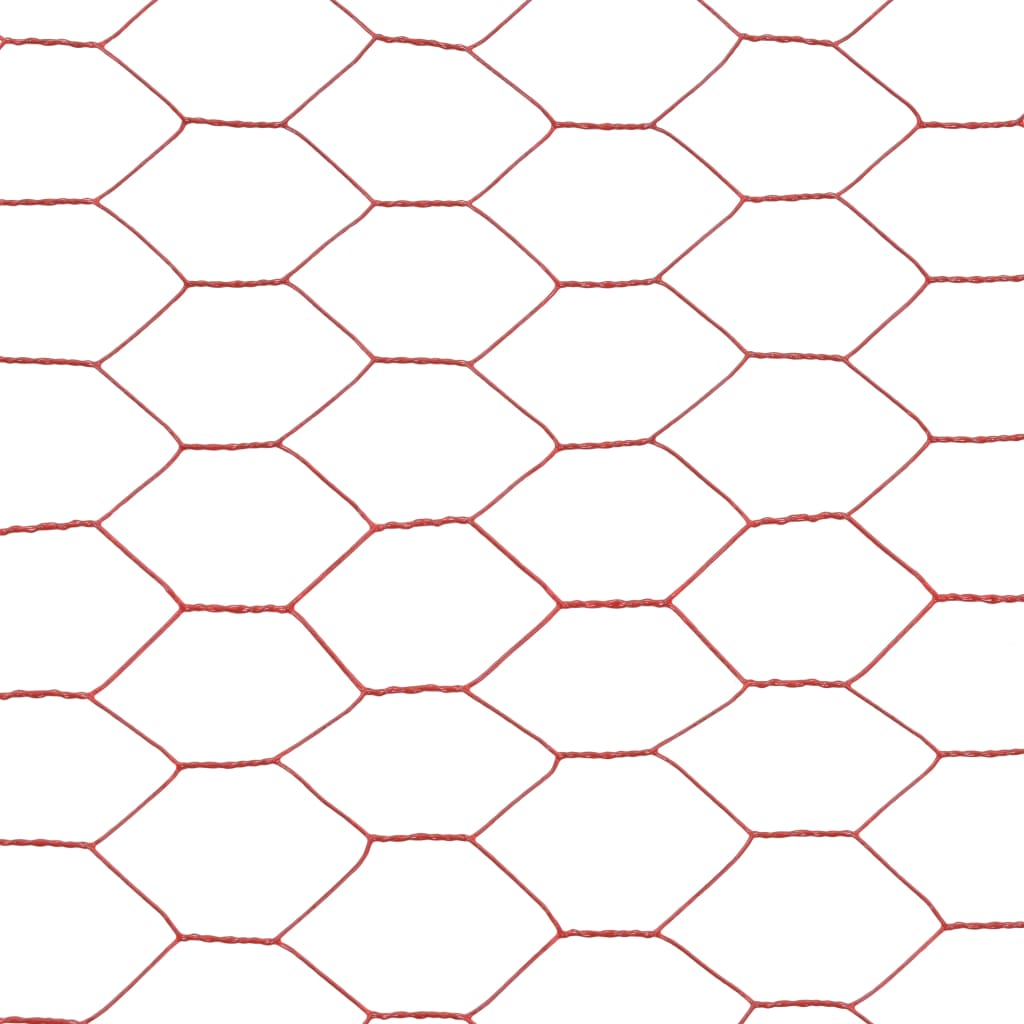 vidaXL Žična mreža za ograjo jeklo s PVC oblogo 25x1 m rdeča