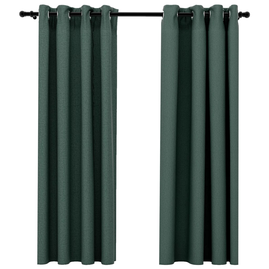 vidaXL Zatemnitvene zavese z obročki 2 kosa zelene 140x175 cm