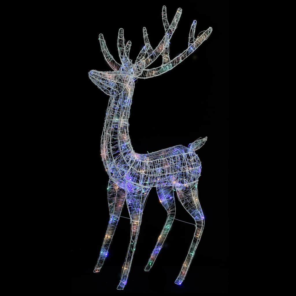 vidaXL XXL božični jelen iz akrila 250 LED lučk 180 cm večbarven