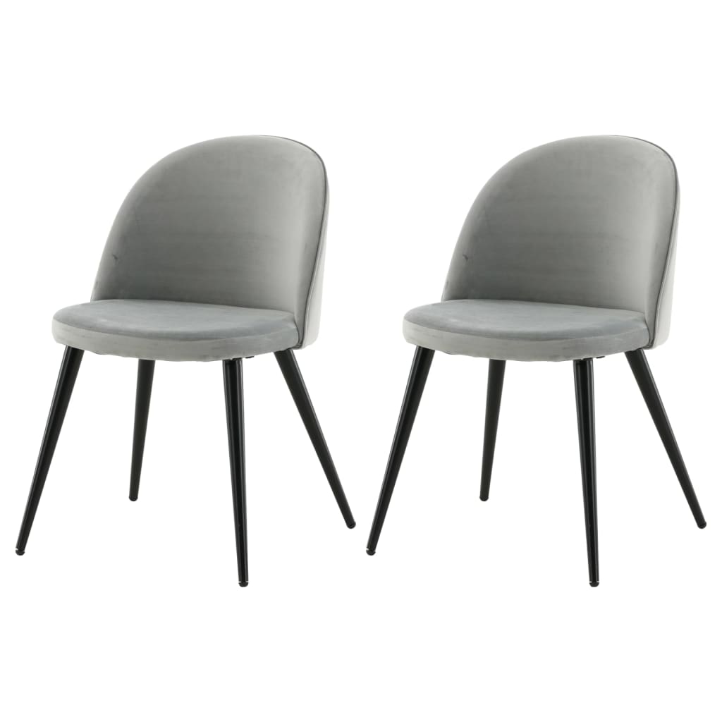 Venture Home Jedilni stoli 2 kosa Velvet žamet črni in sivi