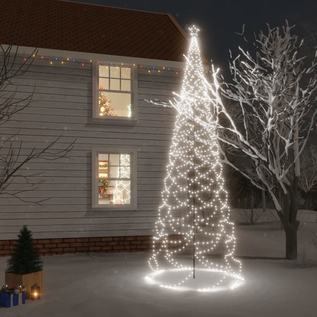 vidaXL Novoletna jelka s stebrom 1400 hladno belih LED lučk 5 m