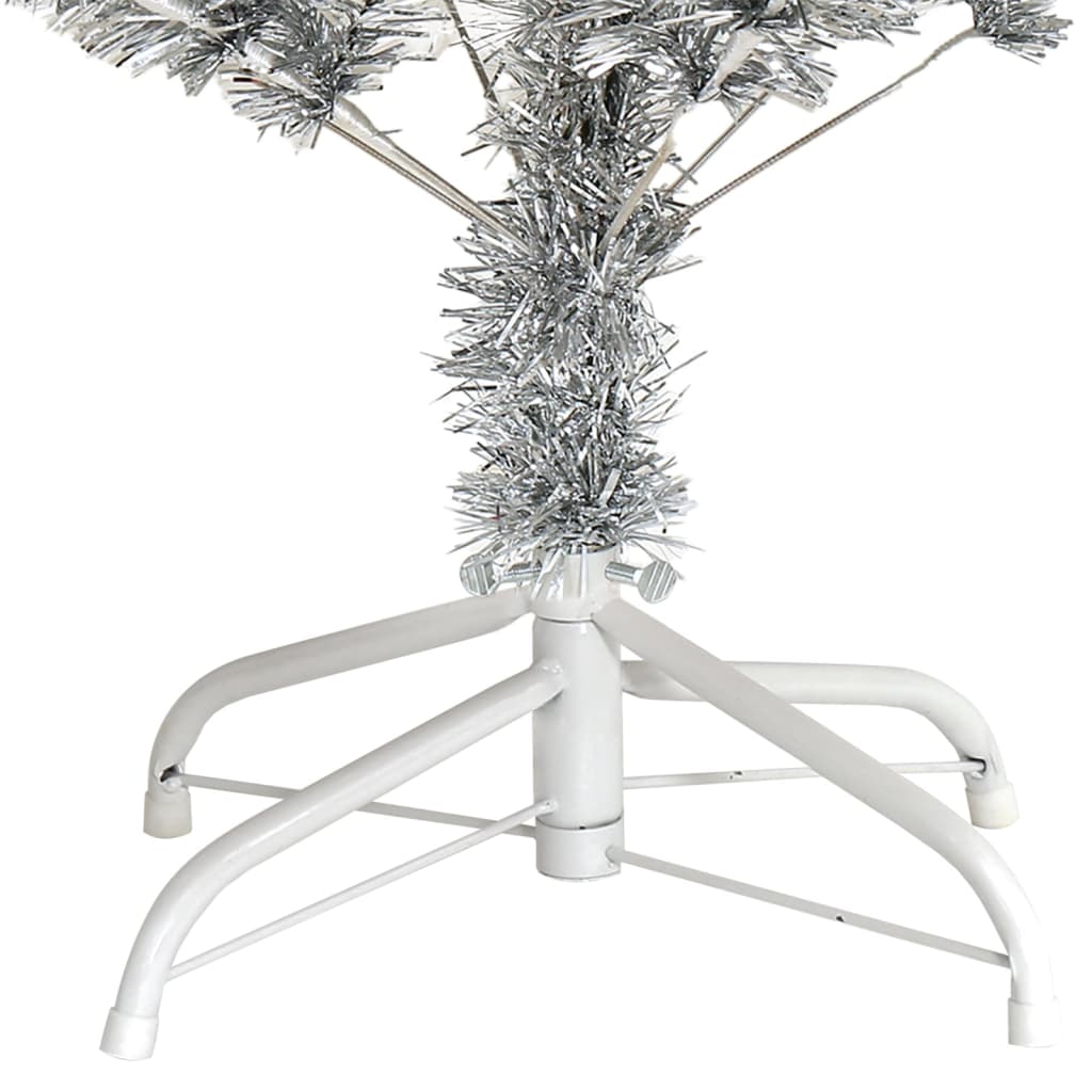vidaXL Umetna novoletna jelka s stojalom srebrna 150 cm PET
