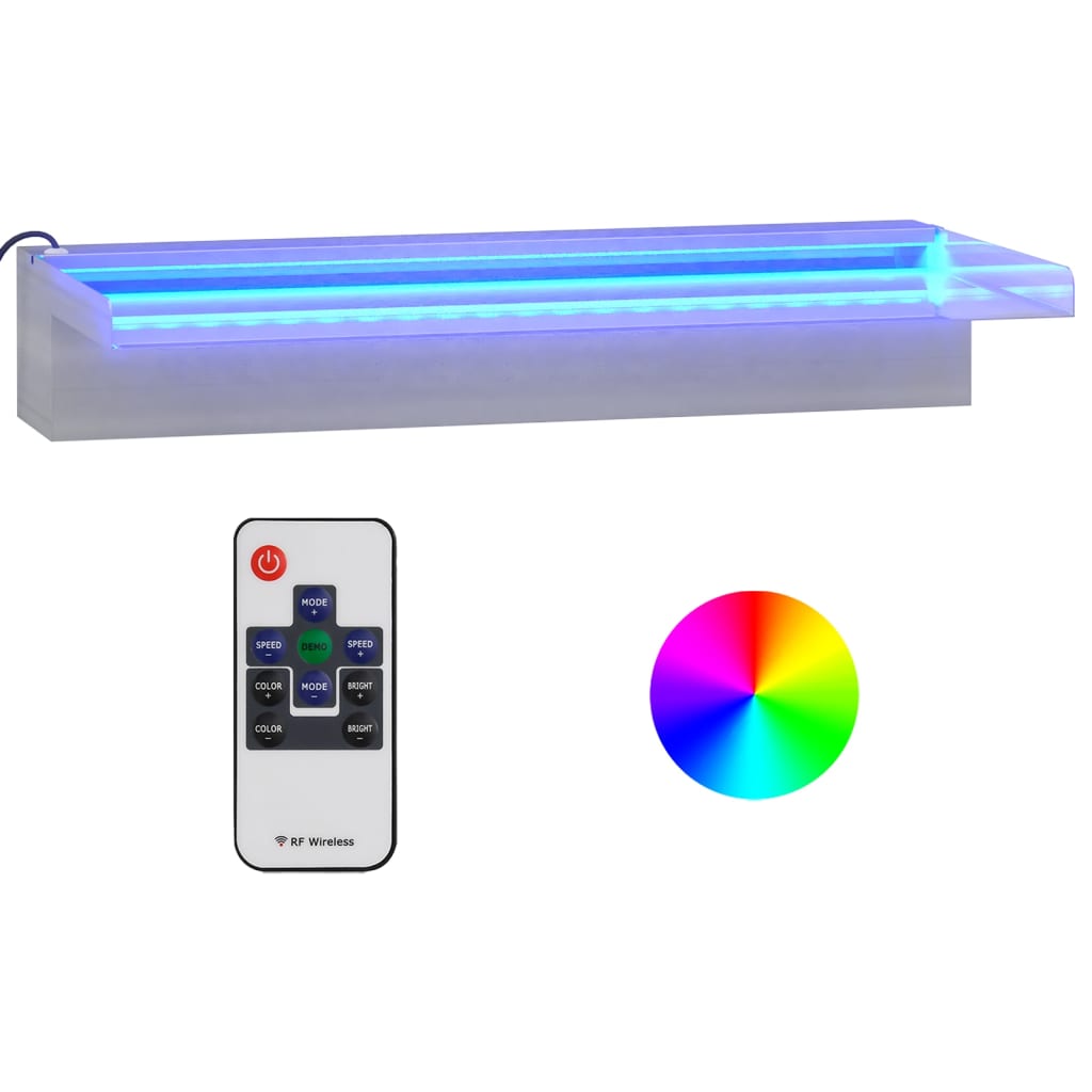 vidaXL Slap za bazen z RGB LED lučmi nerjaveče jeklo 45 cm