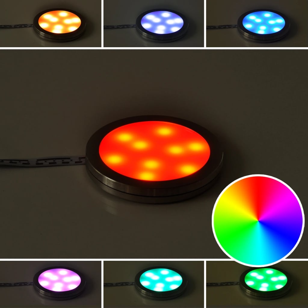 8-Delni Set Okroglih LED Lučk za Pod Kuhinjske Omarice + RGB Daljinec