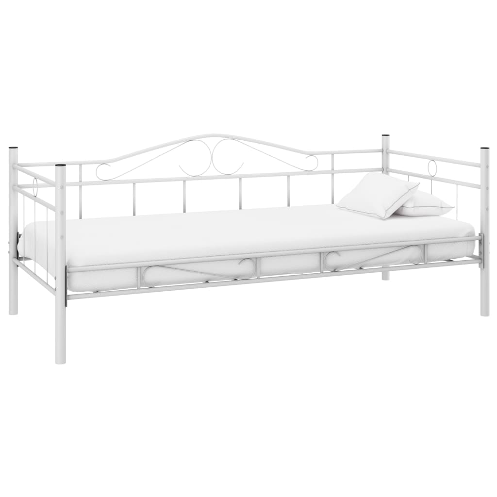 vidaXL Dnevna postelja bela kovinska 90x200 cm