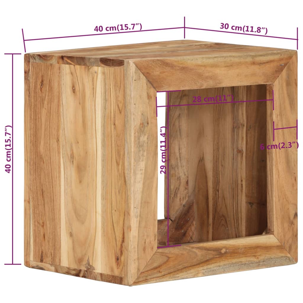 vidaXL Stolček 40x30x40 cm trden akacijev les