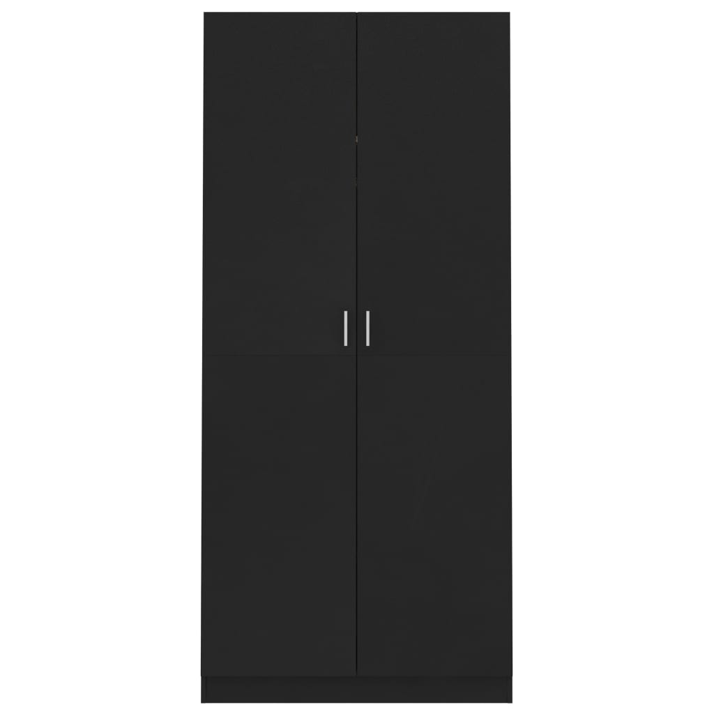 vidaXL Garderobna omara črna 90x52x200 cm iverna plošča