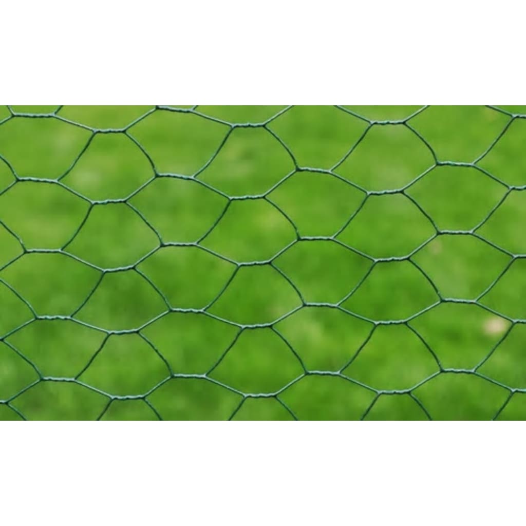 vidaXL Žična ograja pocinkana s PVC oblogo 25x0,5 m zelena