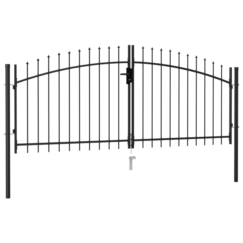vidaXL Dvojna vrata za ograjo koničasta jeklo 3x1,25 m črna