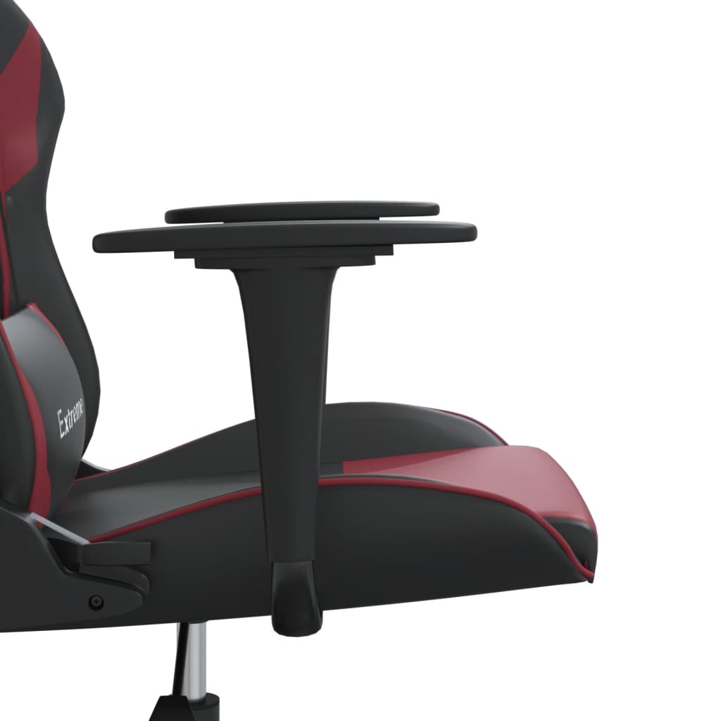 vidaXL Masažni gaming stol črno in vinsko rdeče umetno usnje