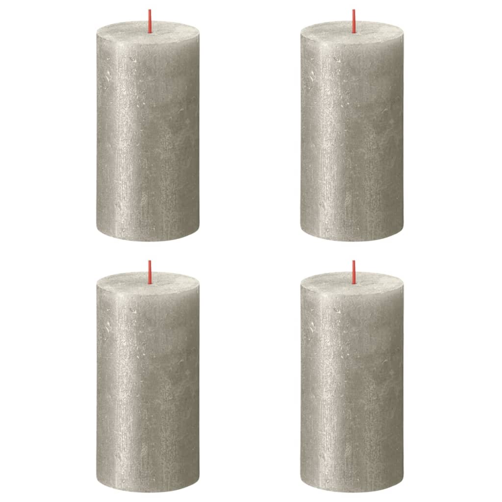 Bolsius Rustikalne stebričaste sveče Shimmer 4 kosov 130x68 mm