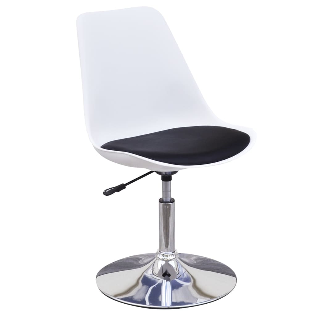 vidaXL Vrtljivi jedilni stoli 2 kosa belo in črno umetno usnje