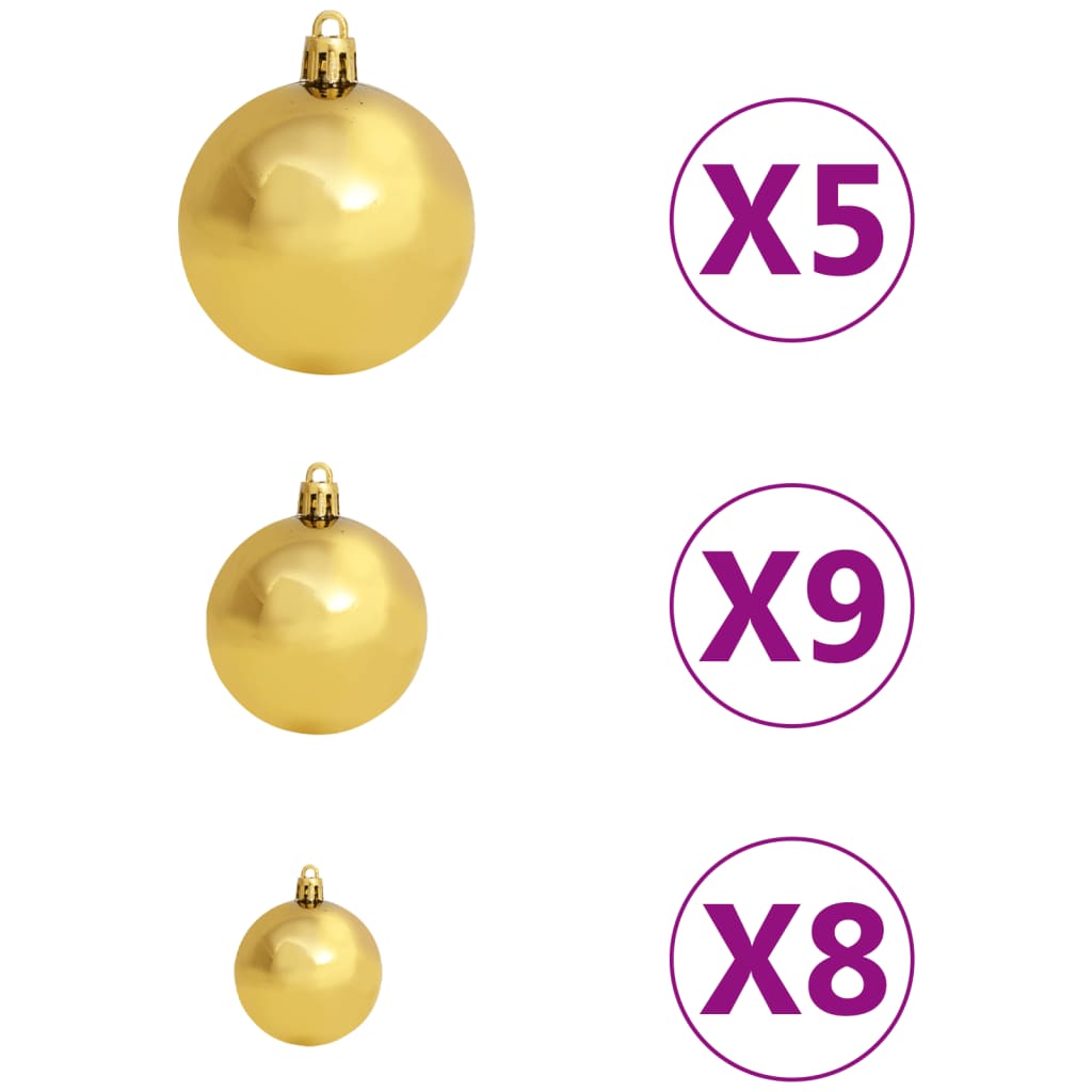 vidaXL Komplet božičnih bučk s konico 150 LED lučk zlate in bronaste
