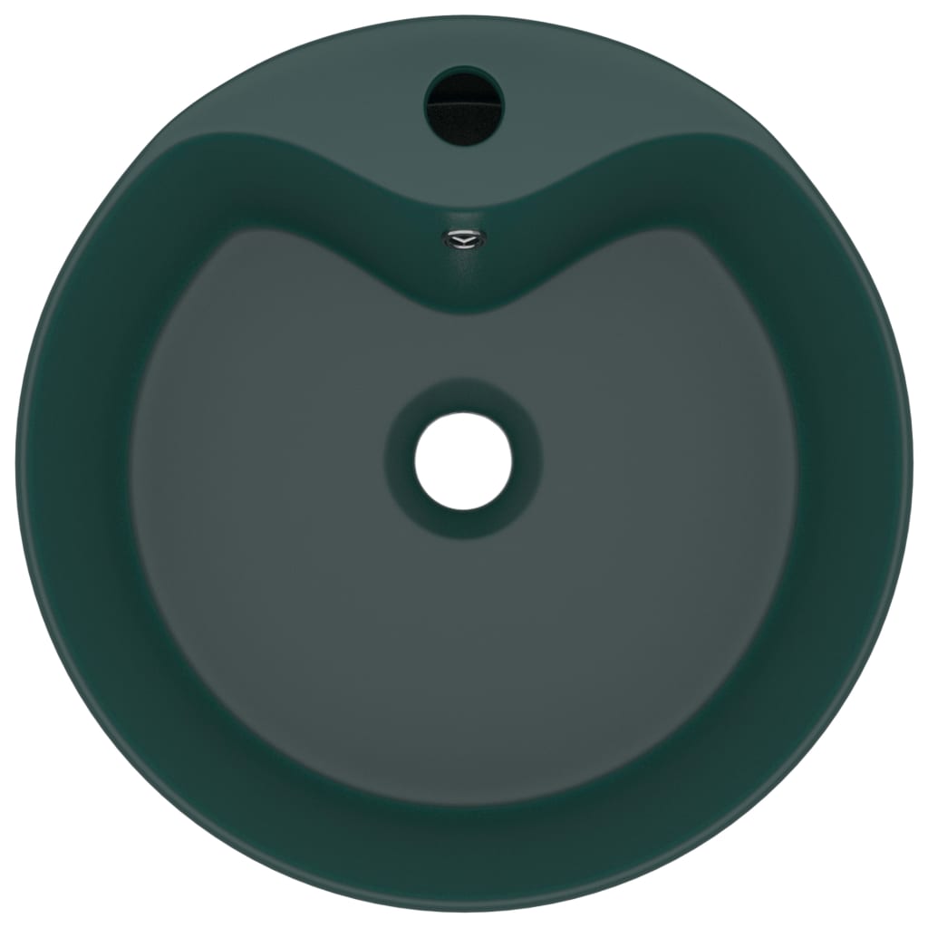 vidaXL Razkošen umivalnik mat temno zelen 36x13 cm keramičen