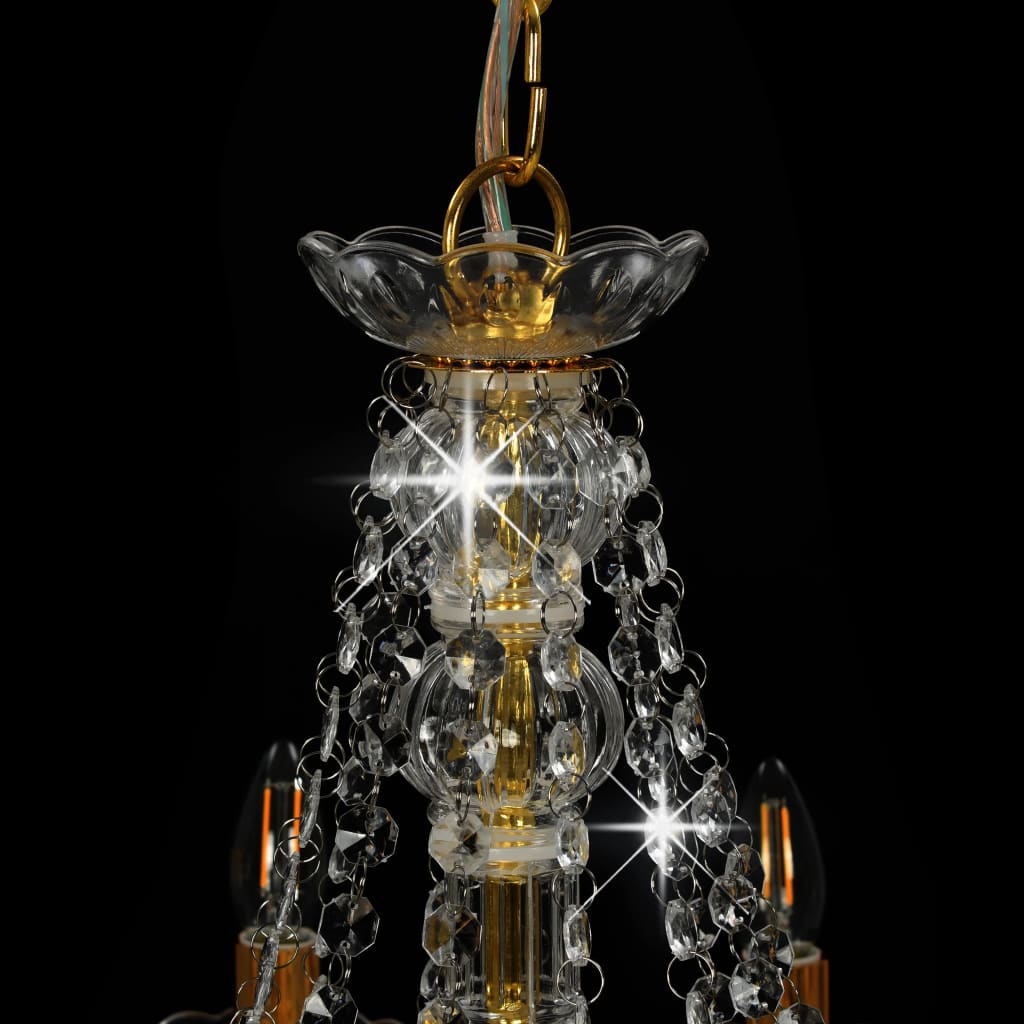 vidaXL Lestenec s kroglicami zlat 12 x E14 žarnice