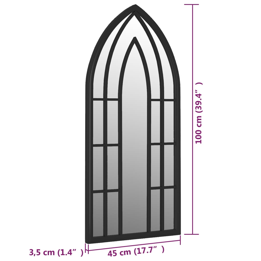 vidaXL Ogledalo črno 100x45 cm železno za notranjo uporabo