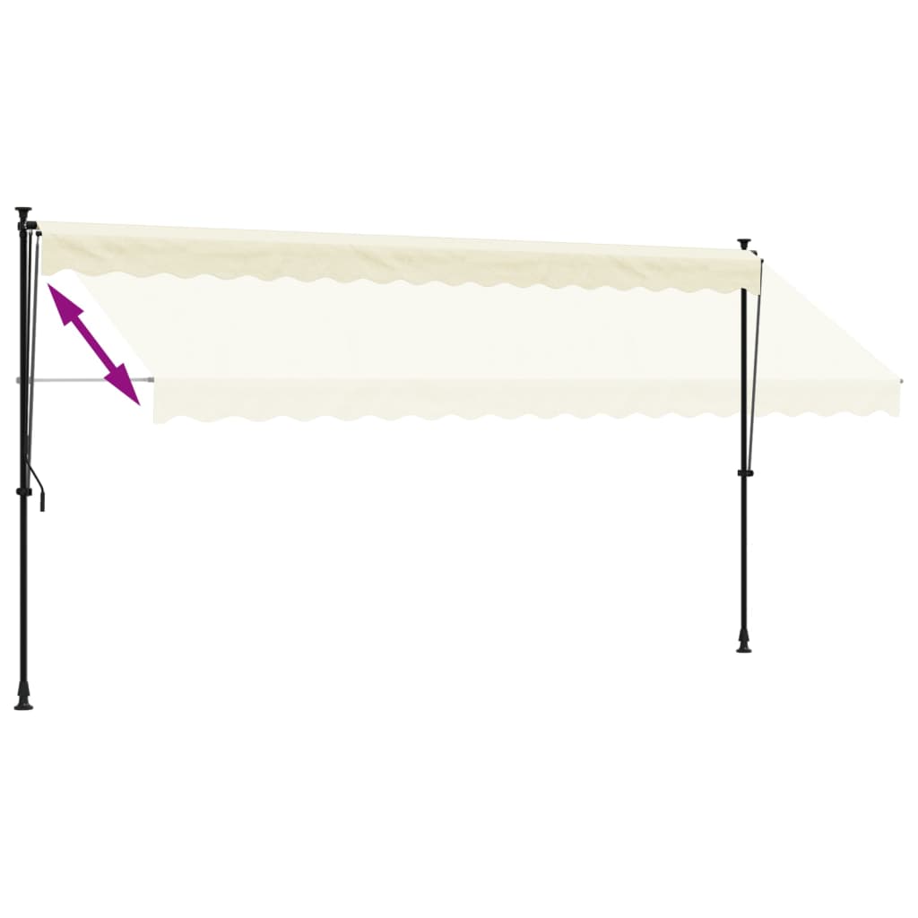 vidaXL Zložljiva tenda krem 400x150 cm tkanina in jeklo