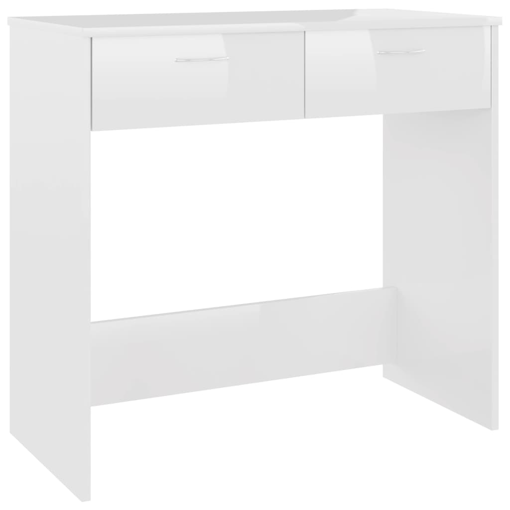 vidaXL Pisalna miza visok sijaj bela 80x40x75 cm iverna plošča