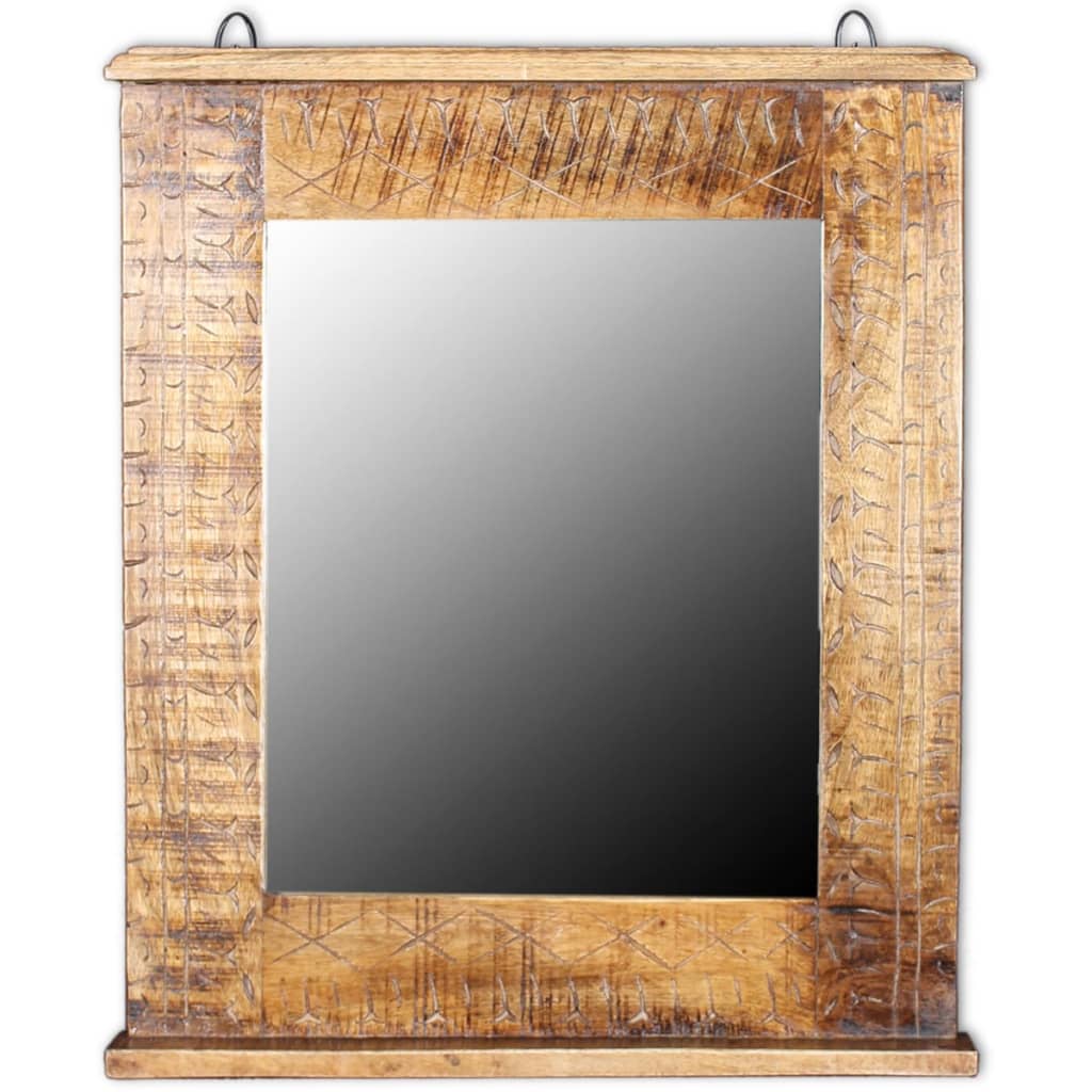 vidaXL Kopalniška omarica z ogledalom trden mangov les